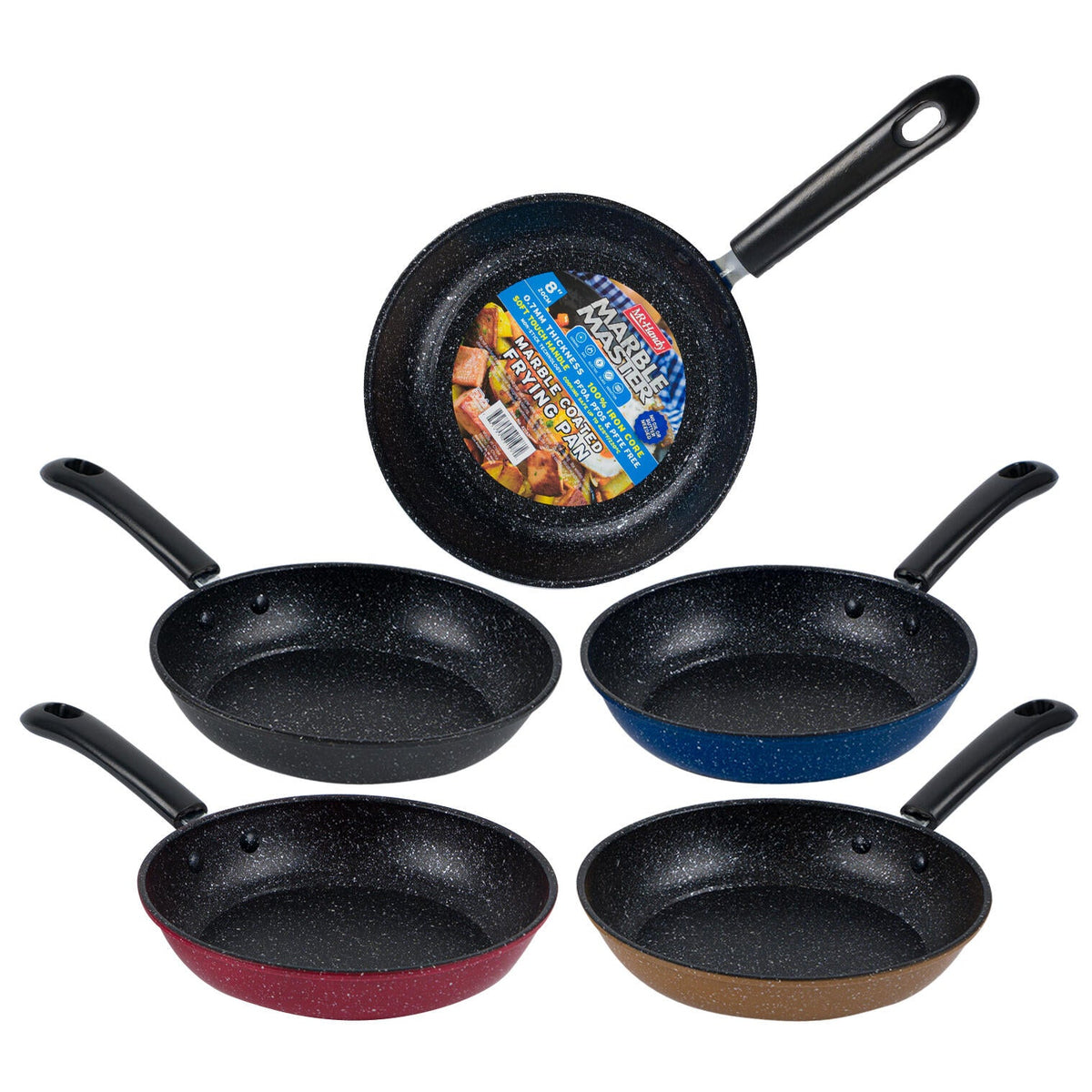 Mr. Handy Marble Coating Frying Pan w/ Colorful Handle - 8
