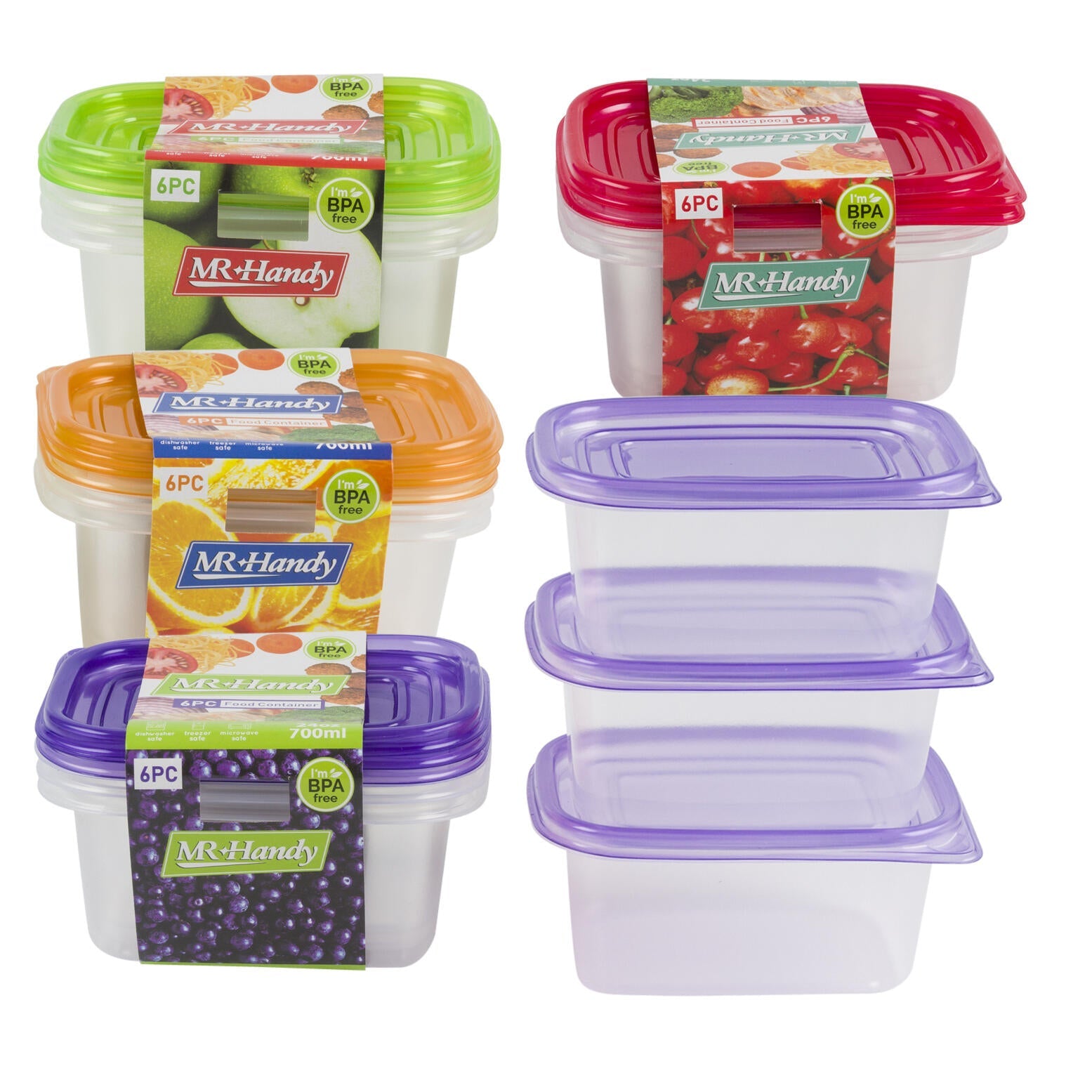 Mr. Handy Rectanglar Food Container 6pc - 24oz (Pieces=48)