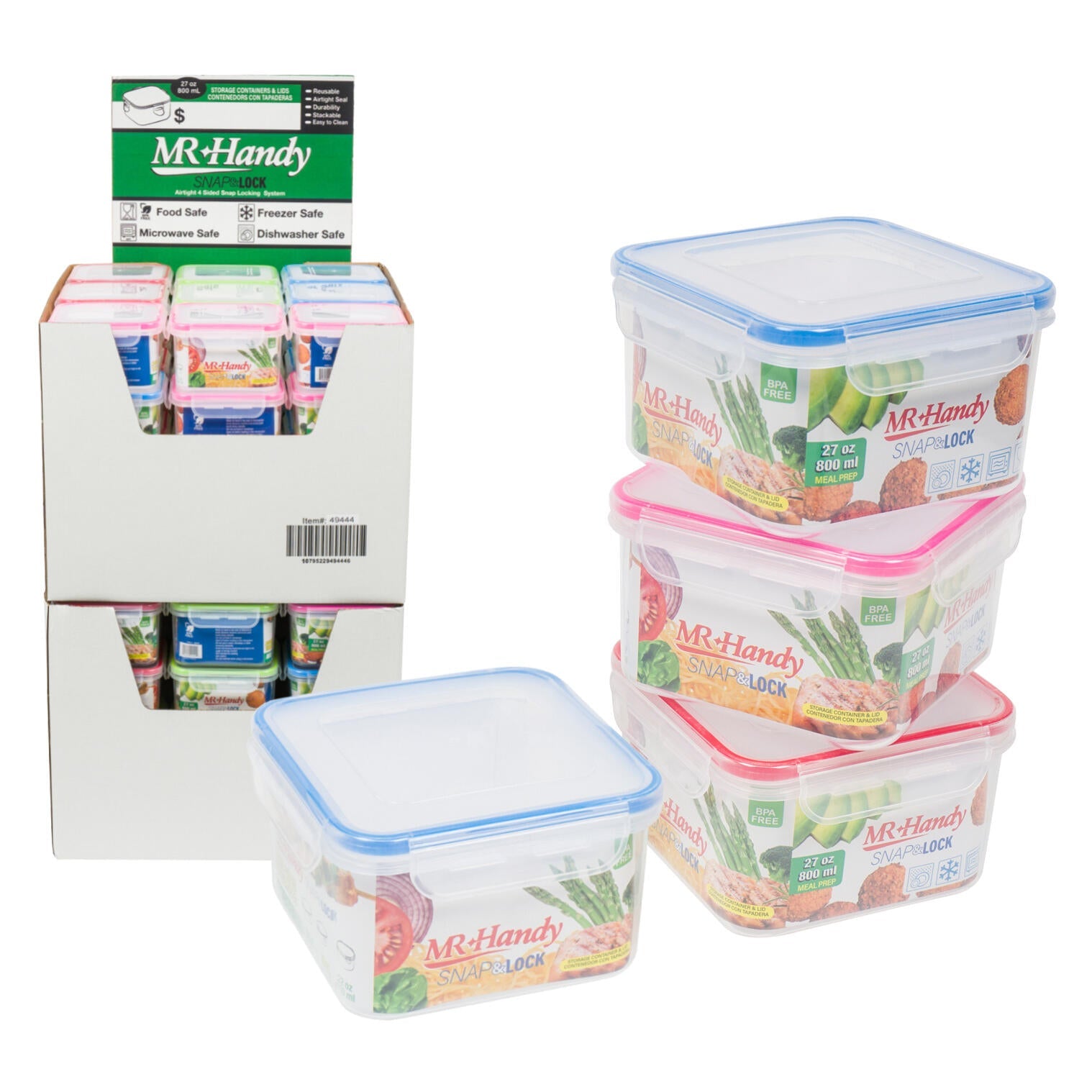 Mr. Handy Snap & Lock Food Container - 27oz (Pieces=72)