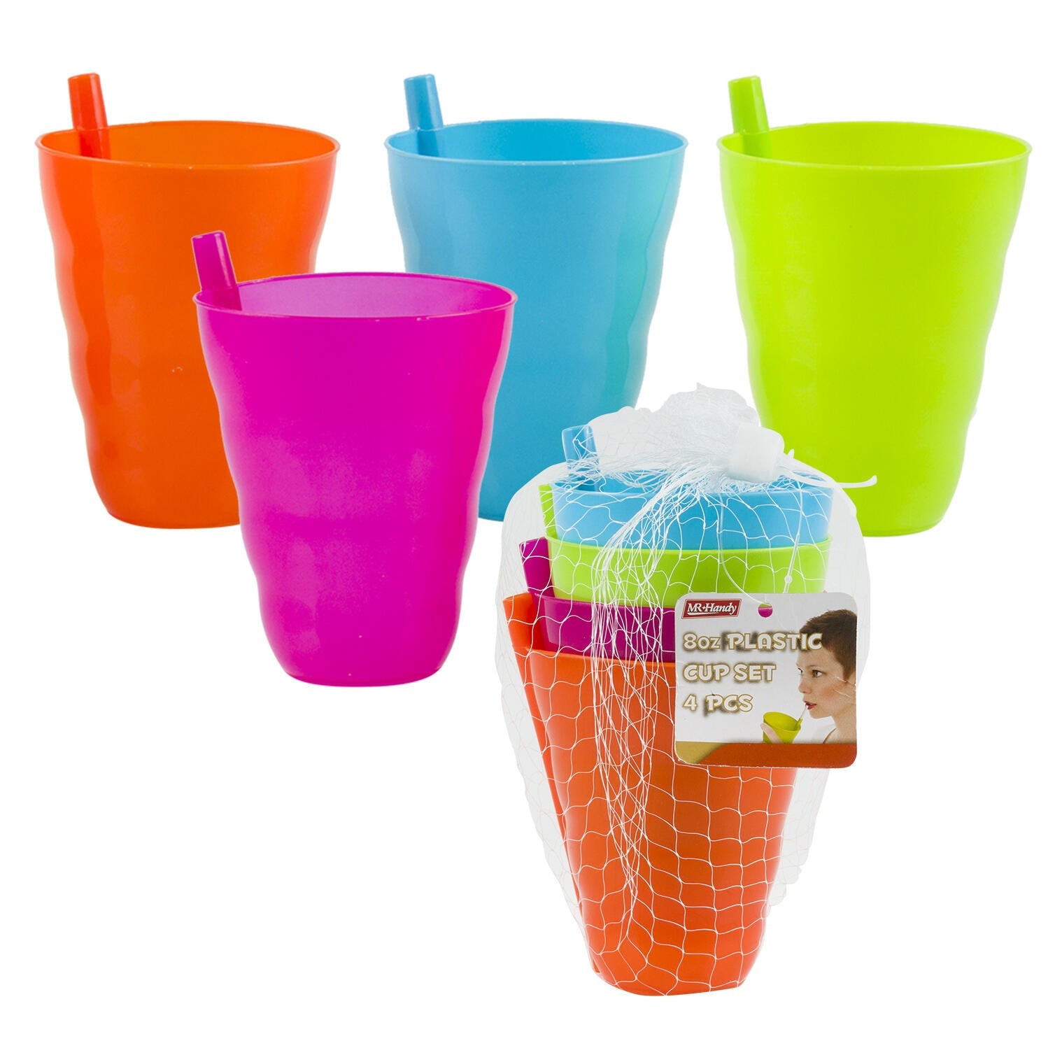 Mr. Handy Sipper Cup 4pc - 8oz - Assorted Colors (Pieces=48)