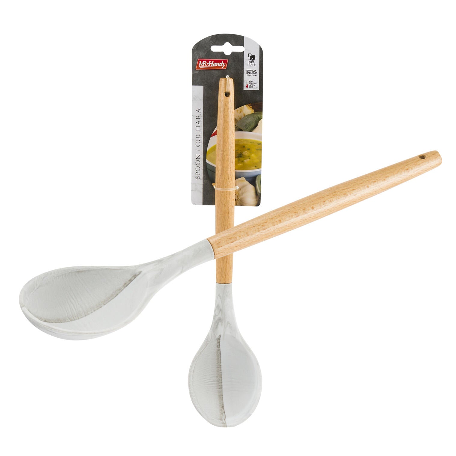 Mr. Handy Silicone Spoon w/ Wood Handle - 12.5" (Pieces=48)