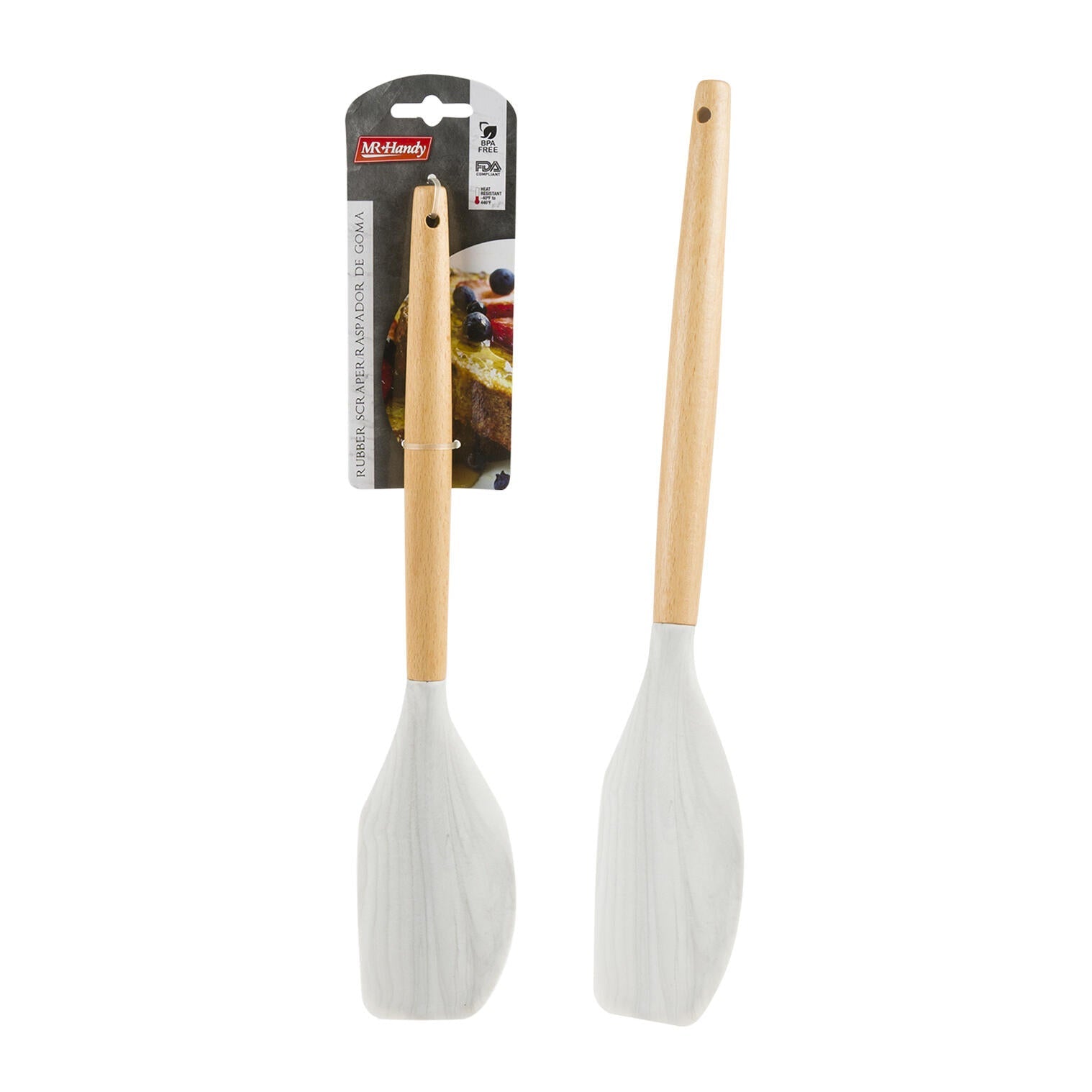 Mr. Handy Silicone Scraper w/ Wooden Handle - 12.5" (Pieces=48)