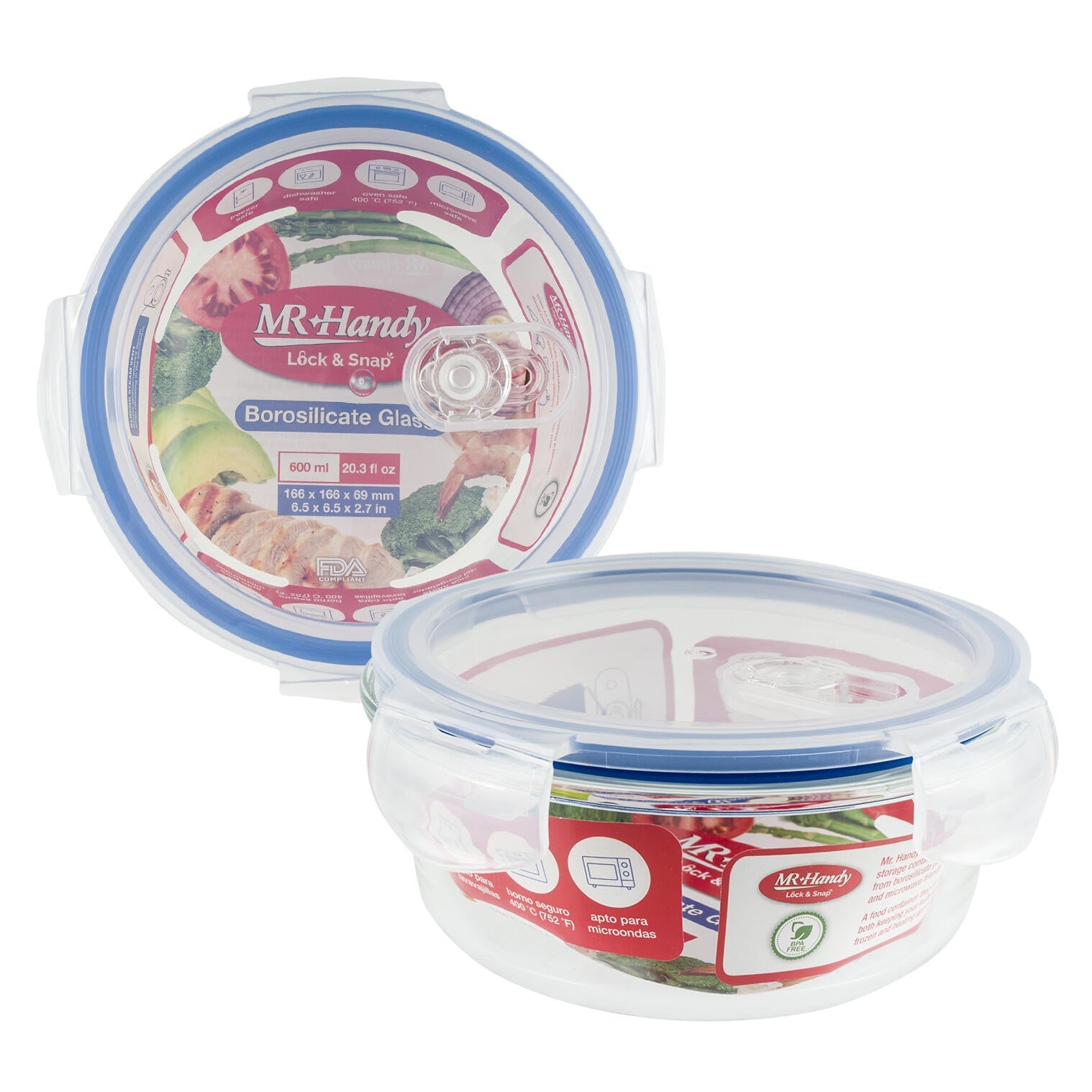 Mr. Handy Round Glass Food Container - 20.3oz (Pieces=24)