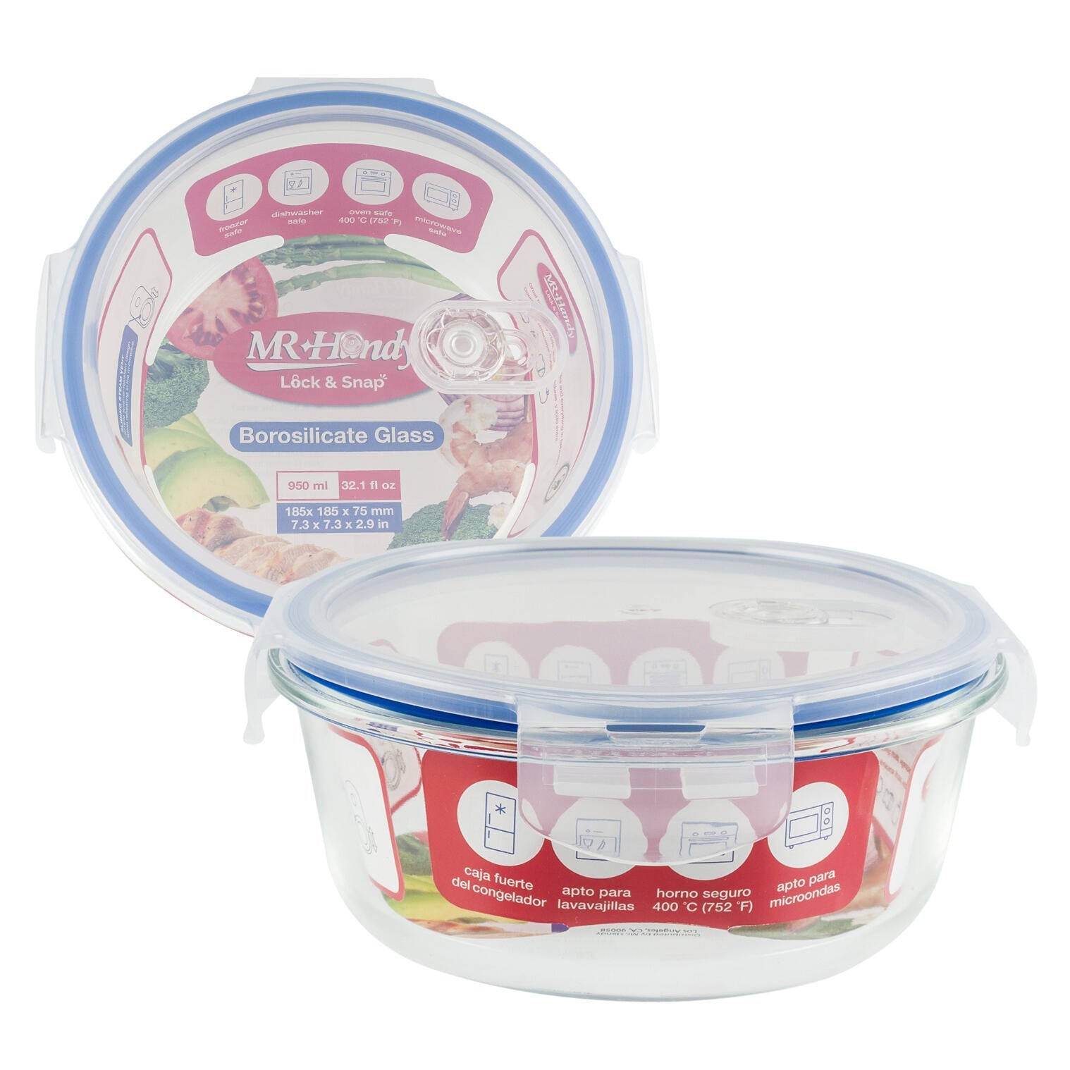 Mr. Handy Round Glass Food Container - 32.1oz (Pieces=12)