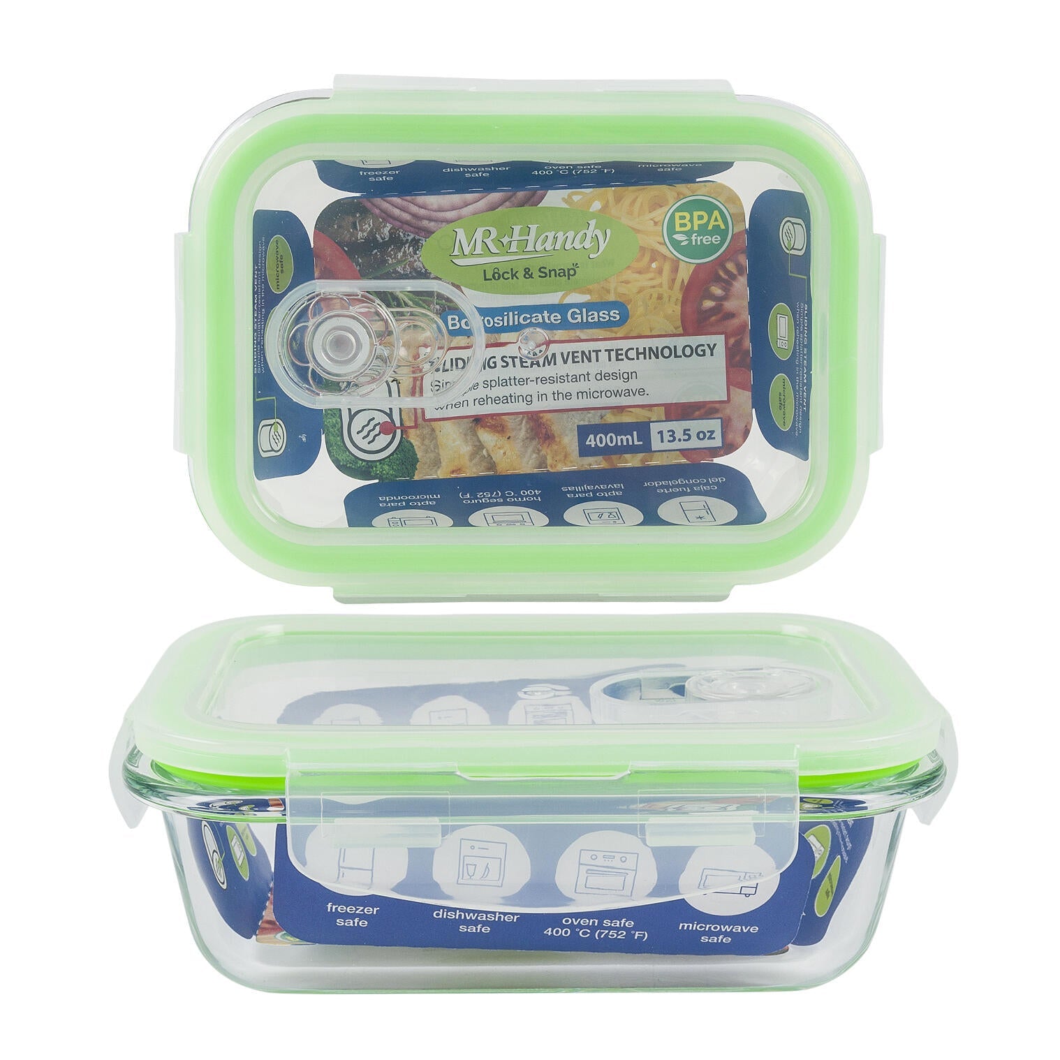 Wholesale Mr. Handy 3pk 2 Dividers Rectangular Food Container Set