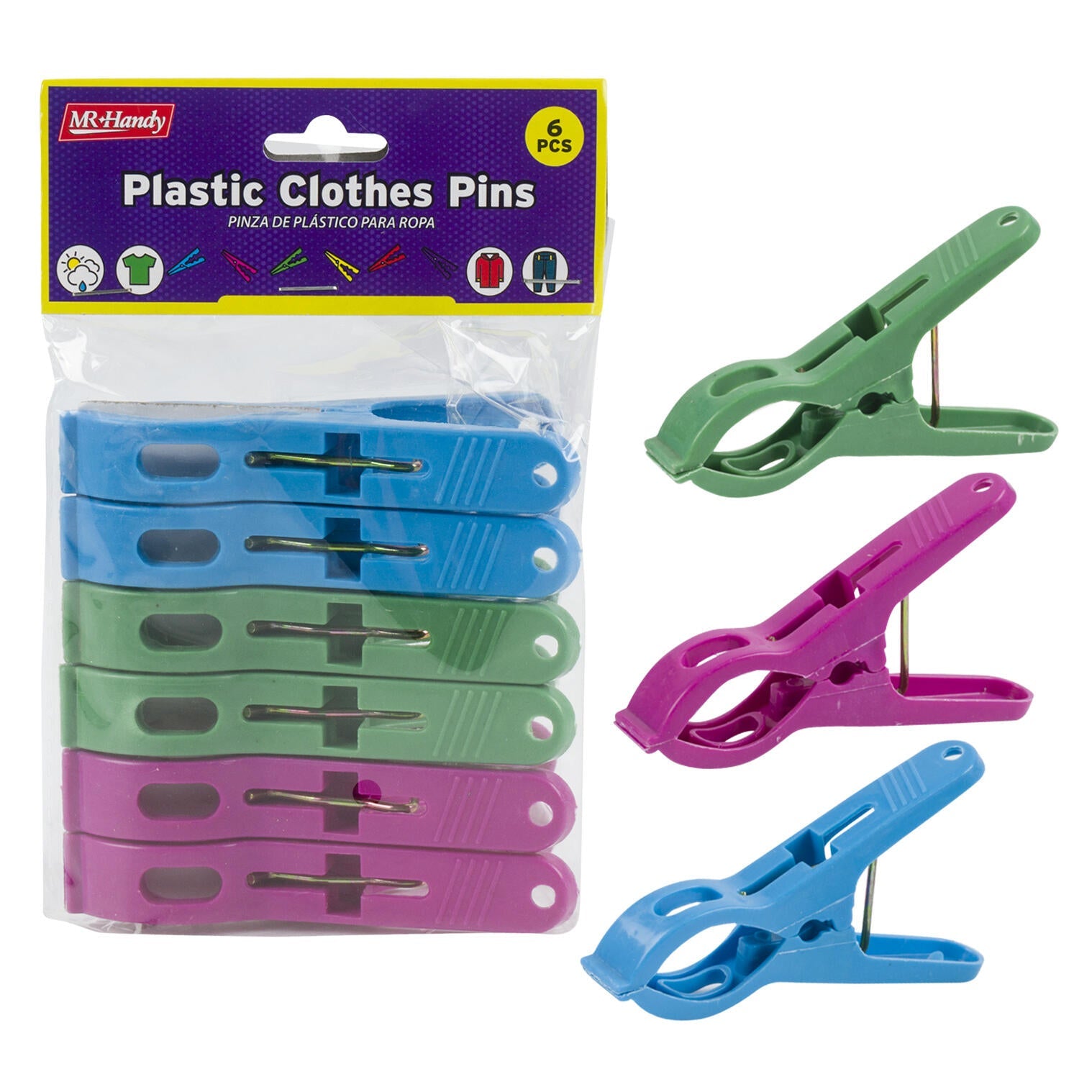 Mr. Handy Plastic Clothes Pins 6pc (Pieces=48)