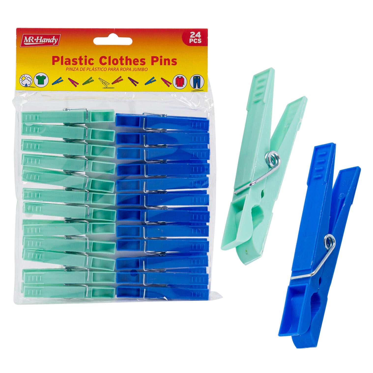 Mr. Handy Clothes Pins 24pc - Assorted Colors (Pieces=60)